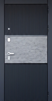Квартирная дверь с отделкой МДФ антрацит со вставкой ПВХ Квартирная дверь с отделкой МДФ антрацит со вставкой ПВХ